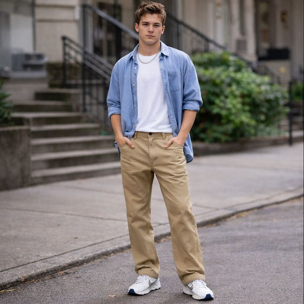 American Eagle Original Straight Khaki Pants Men's 34x34 100% Cotton